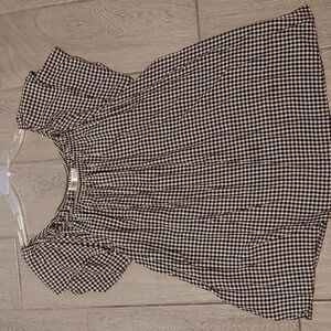 Terra & Sky Monochrome Checkered Top Women's 2X Black & White Tunic Ruffle Sleev